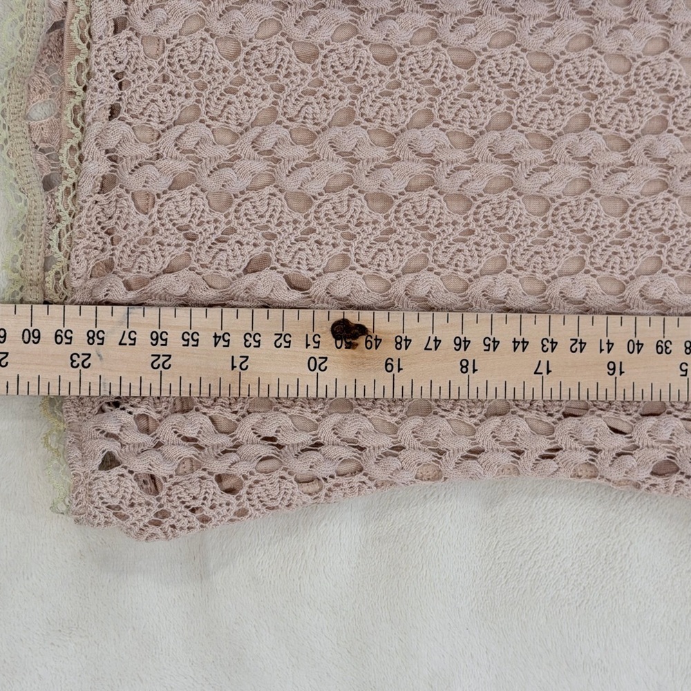 Free People Cream Crochet Lace Boho Scoop Back Long Sleeve Top – Size Small - Picture 10 of 11